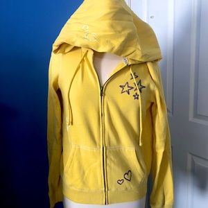Victoria’s Secret PINK Yellow Hoodie with purple sparkle details
